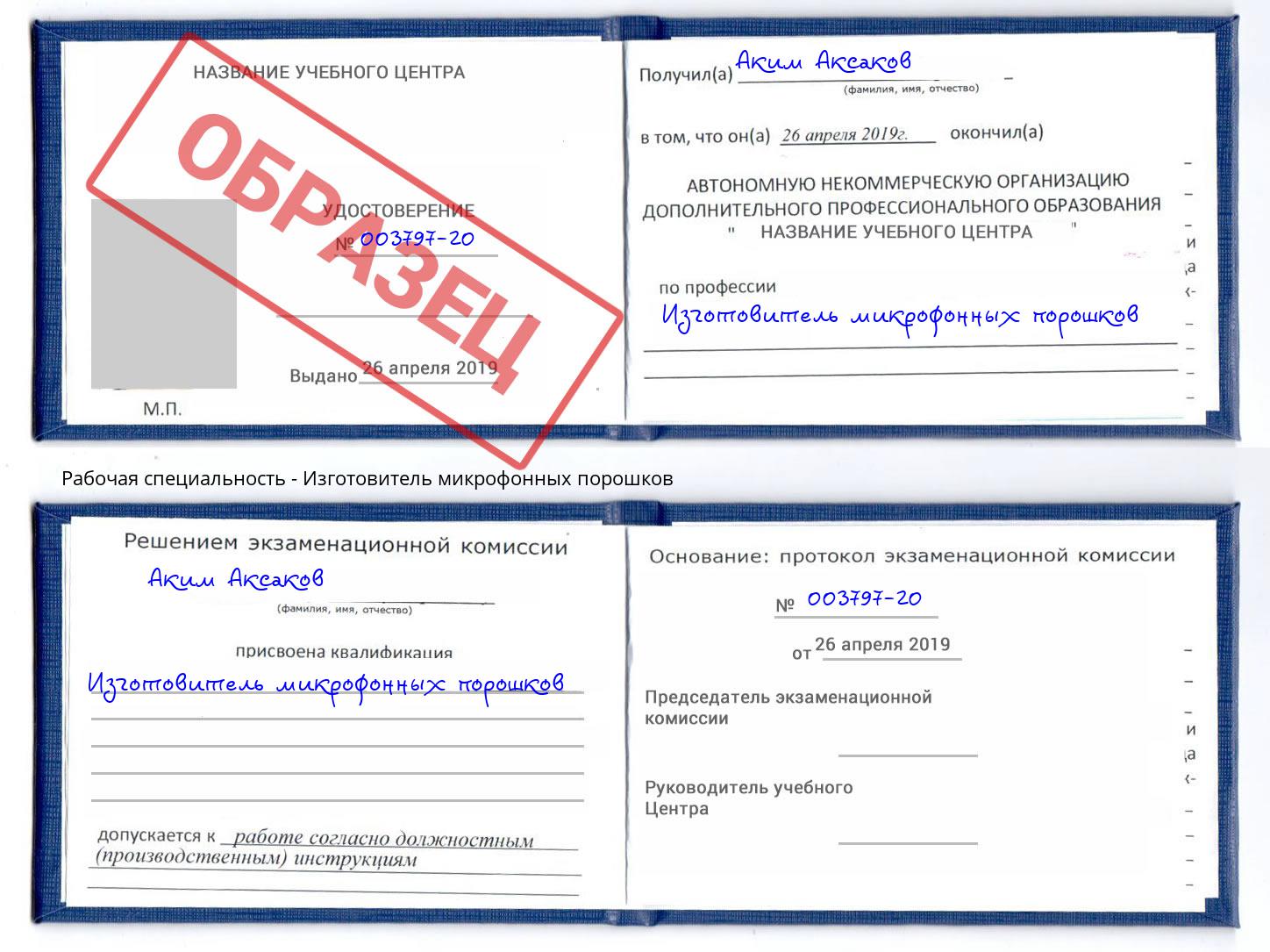 Изготовитель микрофонных порошков Златоуст