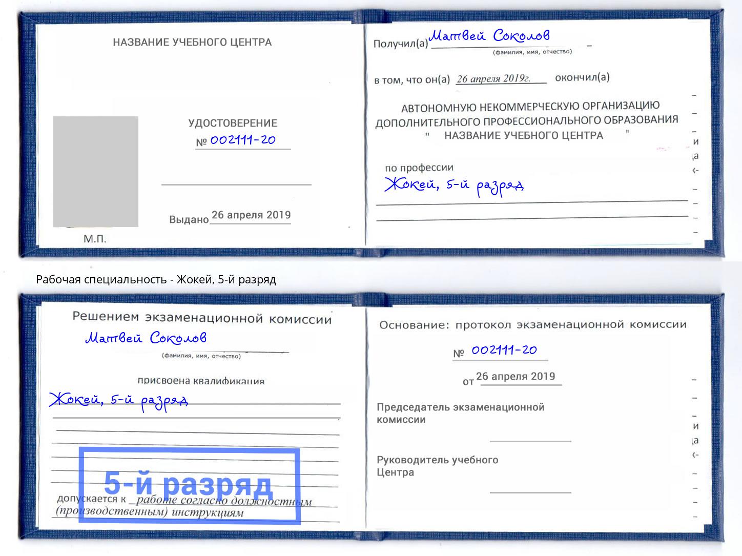 корочка 5-й разряд Жокей Златоуст